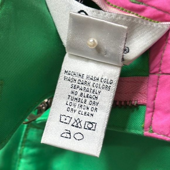 Lilly Pulitzer Palm Beach Fit Cropped Pants Green Pink Anchor Embroidered Size 2 - Picture 5 of 5